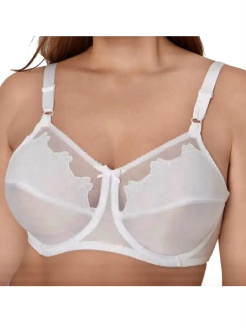 Women's Bali DF0180 Flower Lace Underwire Bra Light White Size 42C Full Coverage